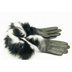 gants saxe renard femme noir