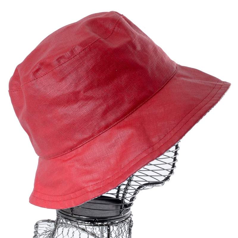 Chapeau de pluie femme en coton enduit rouge - Falbalas St Junien 