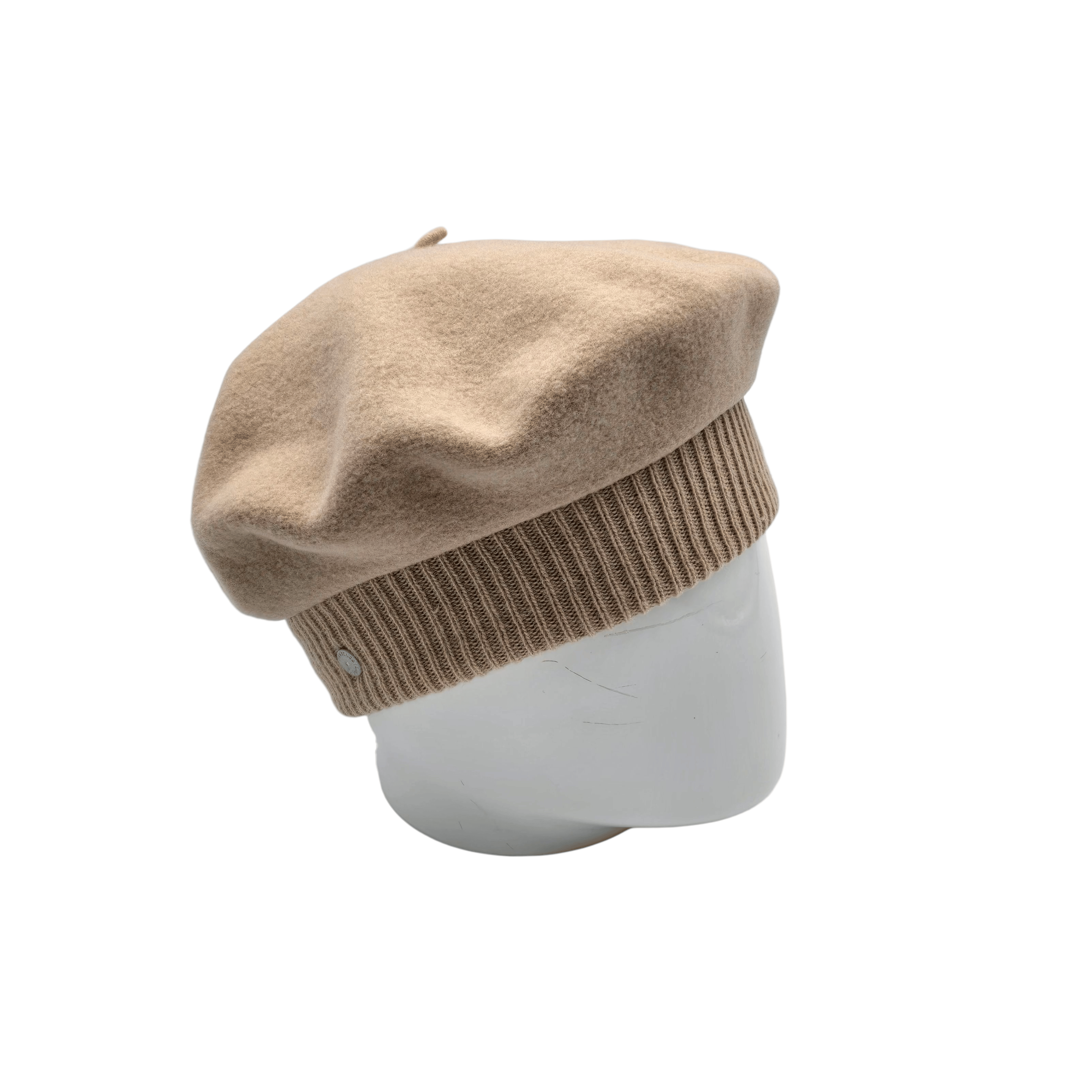 Béret beige avec bord en maille